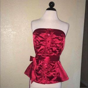 🍍Red silky Strapless top very sexy sz-med